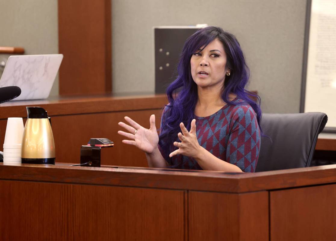 Mary Ann Ismael, the then wife of Robert Telles, testifies on the witness stand during the pena ...