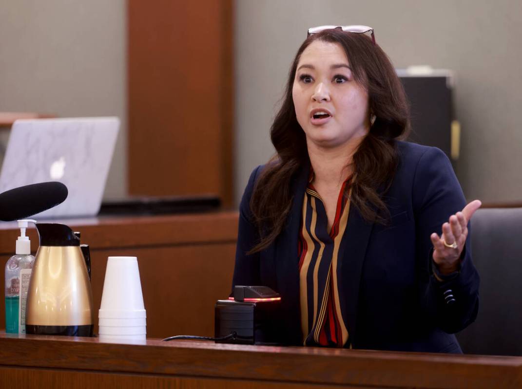 Roberta Lee-Kennett, who was a former employee of Robert Telles, testifies on the witness stand ...