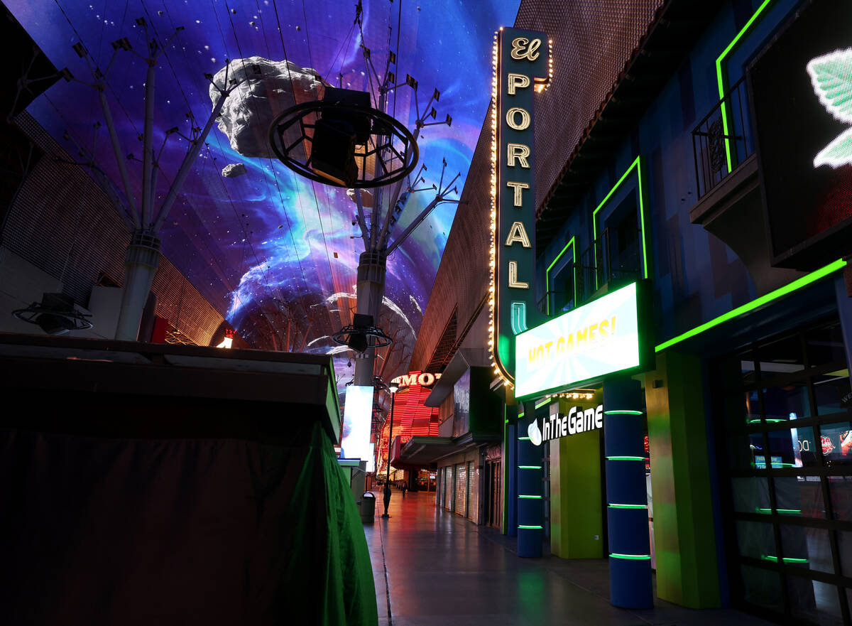 The historic El Portal neon sign is shown outside the former El Portal Theater at the Fremont S ...