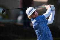 Charley Hoffman hits from the second tee at the Pete Dye Stadium Course during the final round ...