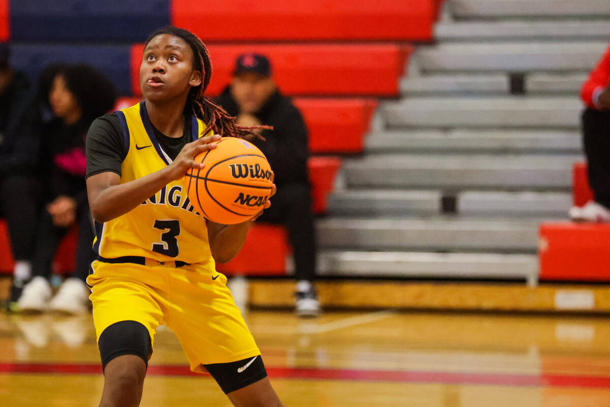 Democracy Prep point guard Bray'ana Miles (3) eyes the basket during a girls basketball game be ...