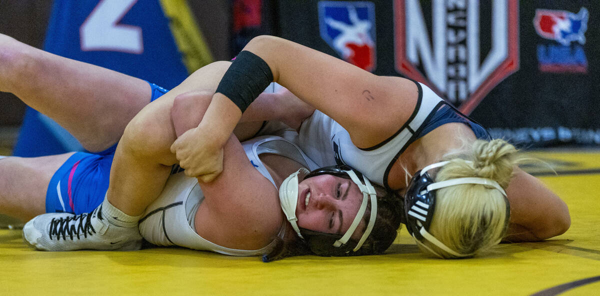 Foothill’s Savanna Abbott is dominated by SLAM Academy’s Billie Bonwell during th ...