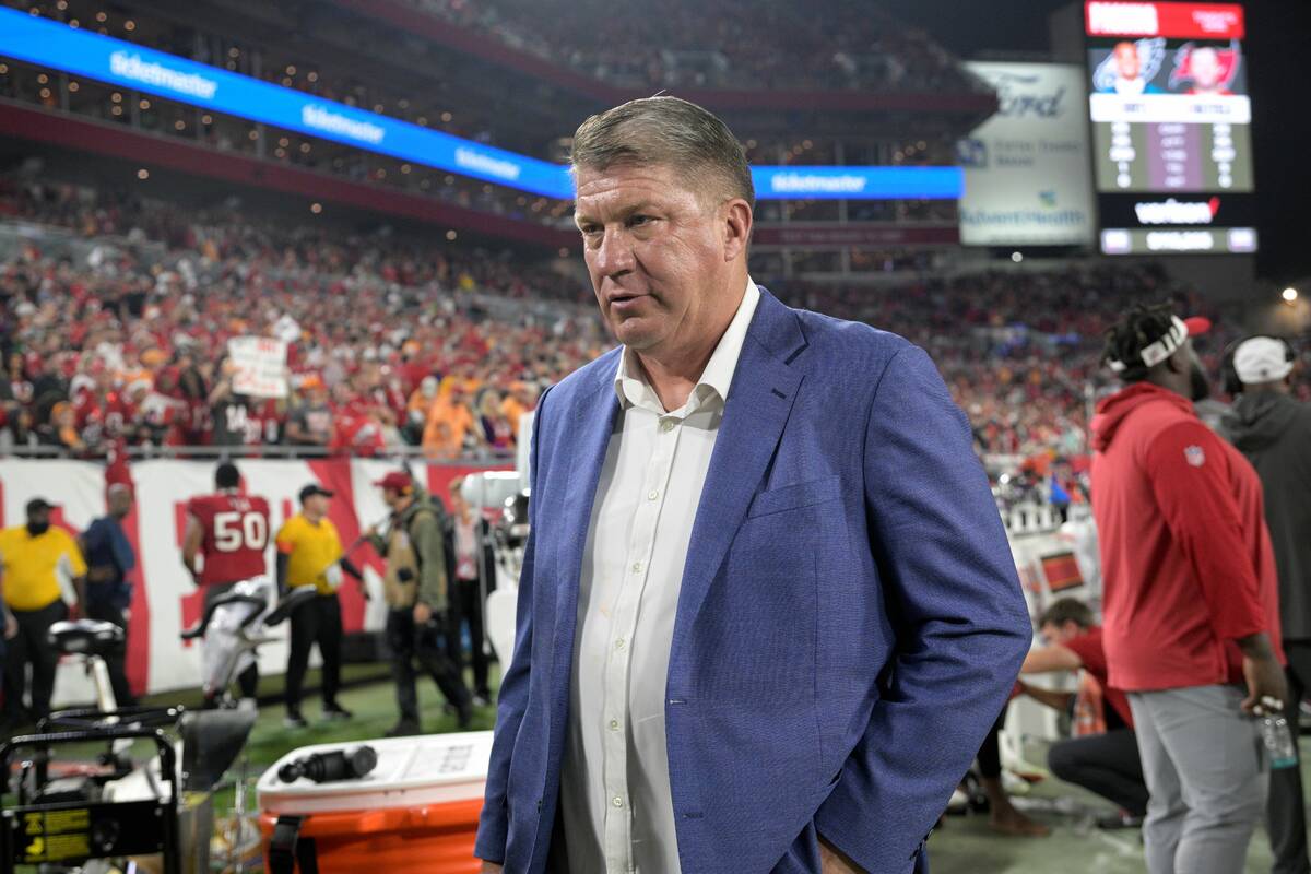 Tampa Bay Buccaneers general manager Jason Licht watches from the sideline during the second ha ...