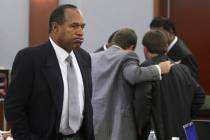 File - O.J. Simpson at the Clark County Regional Justice Center October 1, 2008, in Las Vegas, ...