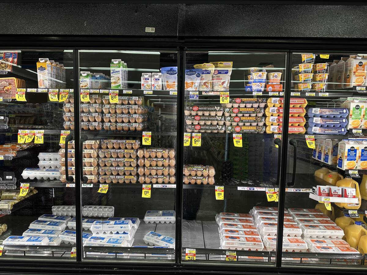 The egg cooler at the Albertsons located at 1760 E. Charleston Blvd. (Emerson Drewes/Review Jou ...