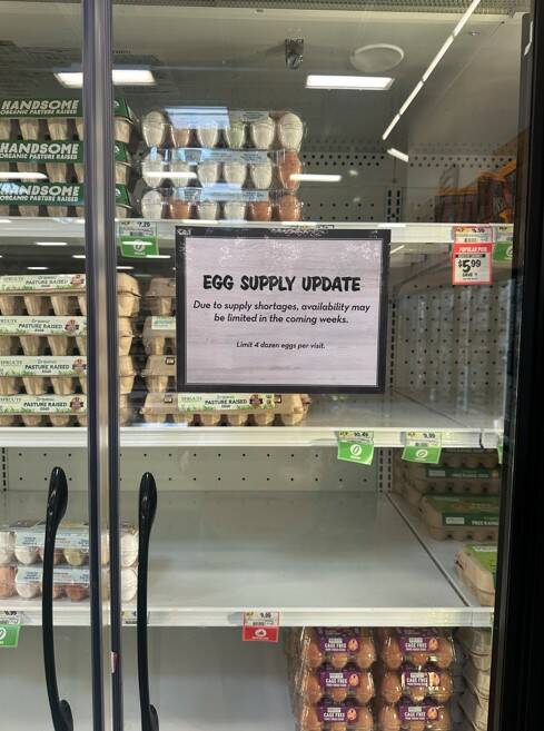 A photo posted on the front of the egg cooler at the Sprouts located at 1140 E. Silverado Ranch ...