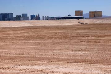 The Tropicana detention basin, a piece of flood control infrastructure, near Russell Road and D ...