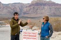 World-famous free soloist rock climber and Las Vegas resident Alex Honnold speaks during a pres ...