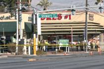 Police investigate a pedestrian’s death Wednesday, Jan. 15, 2025, near North Lamb Boulev ...