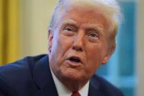 President Donald Trump speaks as he signs executive orders in the Oval Office at the White Hous ...