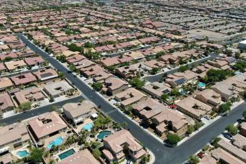 An aerial view of homes in Nevada Trails, a housing development near West Windmill Lane and Sou ...