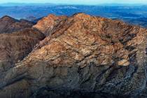 Sunlight illuminates the peak of Spirit Mountain located in the proposed Avi Kwa Ame National M ...