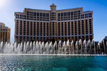 The fountain show outside the Bellagio on Friday, March 1, 2024, in Las Vegas. (L.E. Baskow/Las ...