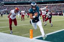 Philadelphia Eagles quarterback Jalen Hurts (1) in action during the NFL championship playoff f ...