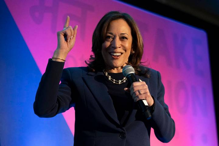 FILE - Vice President Kamala Harris speaks to the Indian American Impact Project's Annual Summi ...