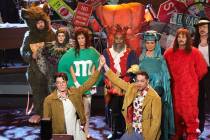 Left to right, Taran Killam, Ana Gasteyer, John Mulaney, Kristen Wiig, Kenan Thompson, Paul Dav ...