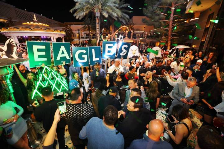 Members of the Super Bowl champion Philadelphia Eagles party at XS Nightclub at Wynn Las Vegas ...