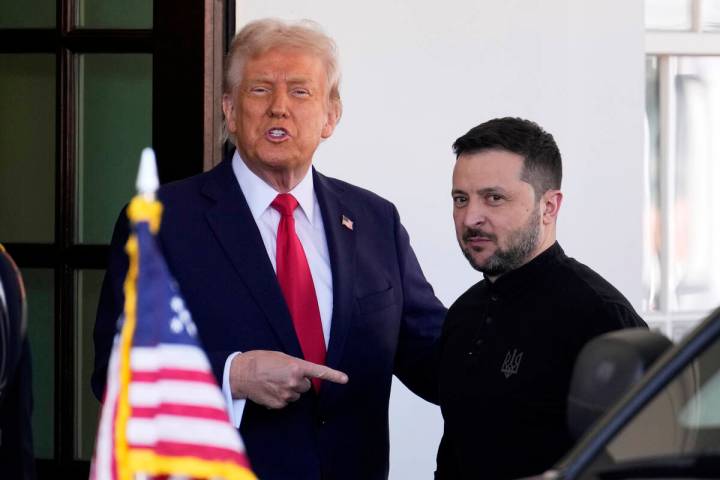 President Donald Trump welcomes Ukraine President Volodymyr Zelenskyy at the White House in Was ...