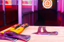 Axe Throwing lanes at Spy Ninja HQ, the World's First YouTuber Theme Park, pictured, on Thursda ...