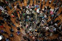 Protesters fill the Iowa state Capitol to denounce a bill that would strip the state civil righ ...